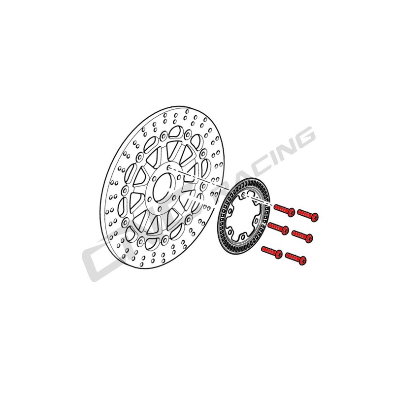 KV375_TI_DUCATI Screws set front brake disc M8x20 (6 pcs) Titanium Ducati CNC Racing KV375_TI
