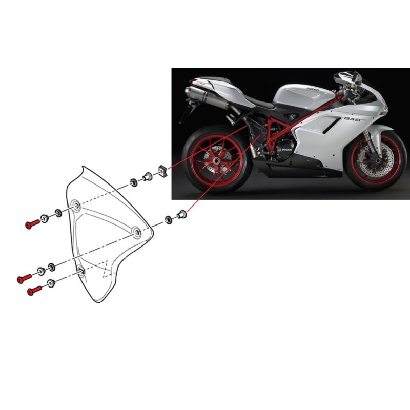 KIT VITI PARACALORE collettori SCARICO Ducati Superbike 1098 R 2008+ CNC Racing