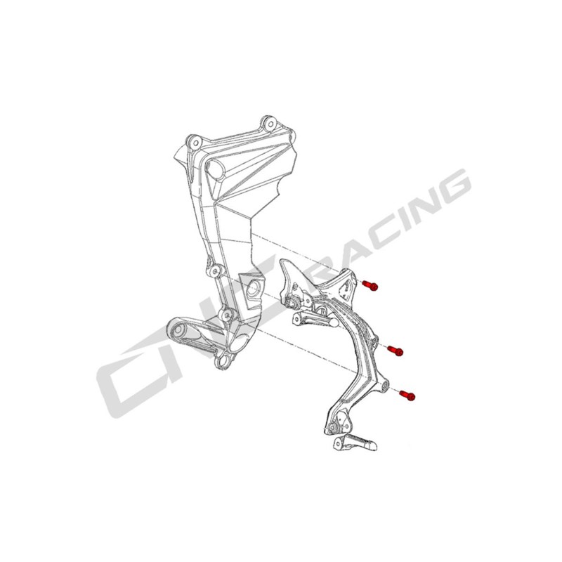 Kit viti pedane M8x25 (6 pz) Titanio Mv Agusta Brutale 3 800 RC E4 2018+ CNC Racing