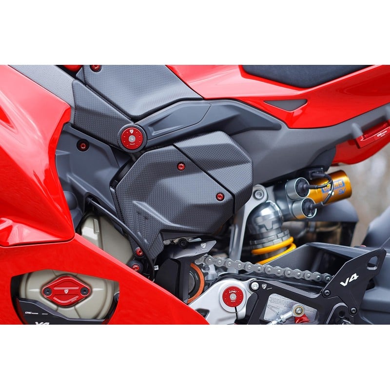 ZA411 Left Engine Cover ( ) Plain Weave Carbon Matte Finish Plug & Play Ducati Superbike Panigale V4