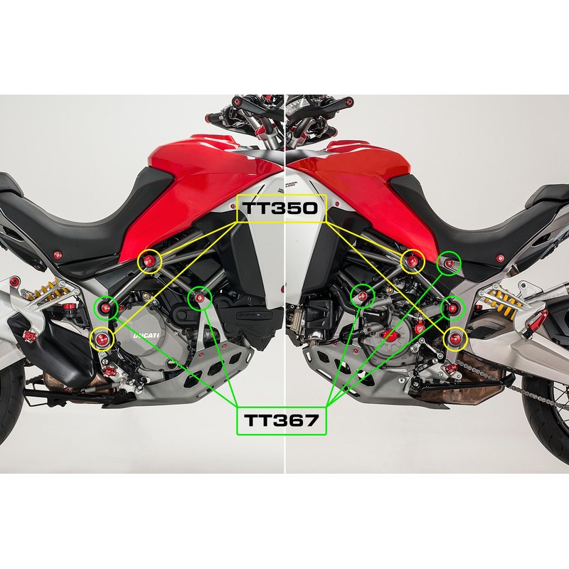 TT367 Frame caps kit smaller holes Ducati Multistrada 1260 Enduro 2019+ CNC Racing