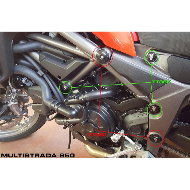 TT366 Frame caps kit smaller holes Ducati Multistrada 950 V2 S 2022+ CNC Racing