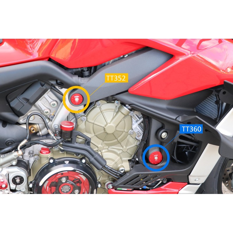 TT360 Frame caps set Larger holes Ducati Streetfighter V4 Sp2 2022+ CNC Racing