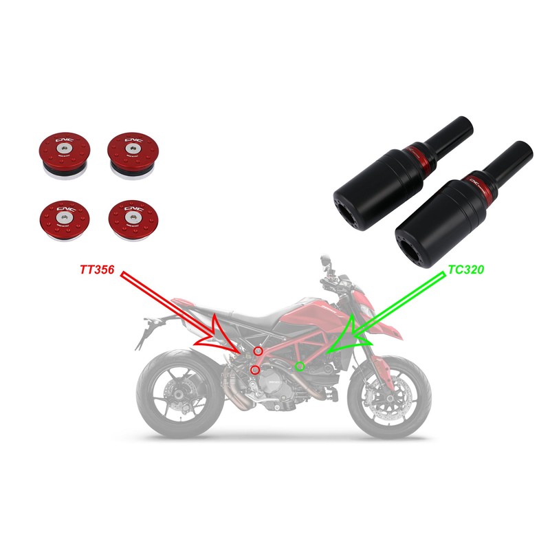 Kit tappi telaio (per montaggio con TC320) Ducati Hypermotard 950 2019+ CNC Racing