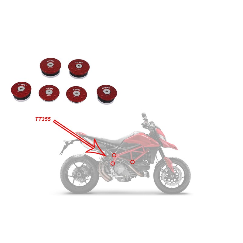 TT355 Kit tappi telaio Ducati Hypermotard 950 2019+ CNC Racing