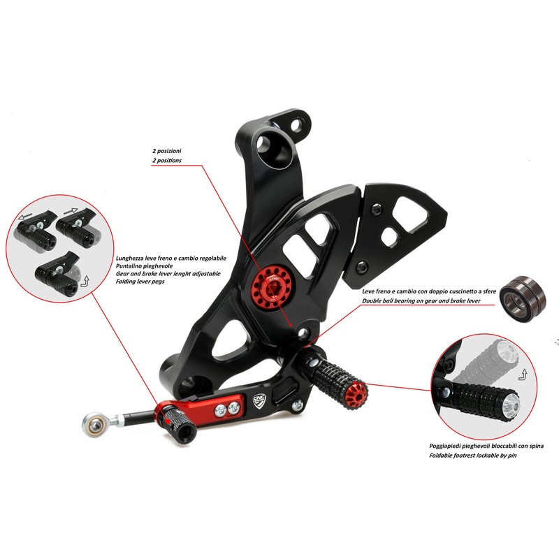 Pedane regolabili Ducati Monster 1200 2017+ CNC Racing
