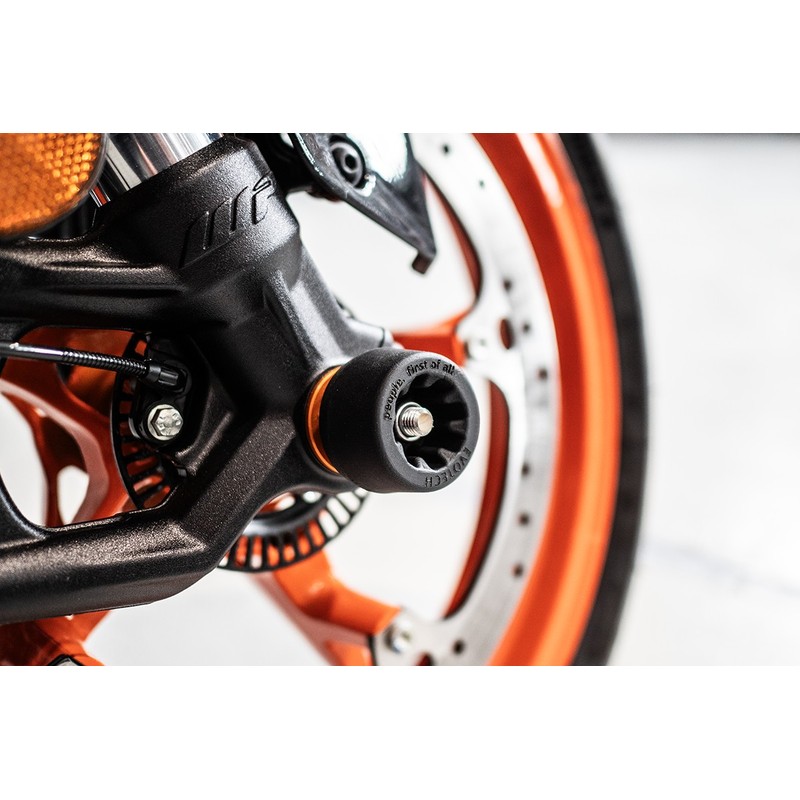 PRFA-0917-B Osłona przedniego widelca Ktm 125 / 390 Duke 24-25 z nakrętką Evotech 390 DUKE 24-25