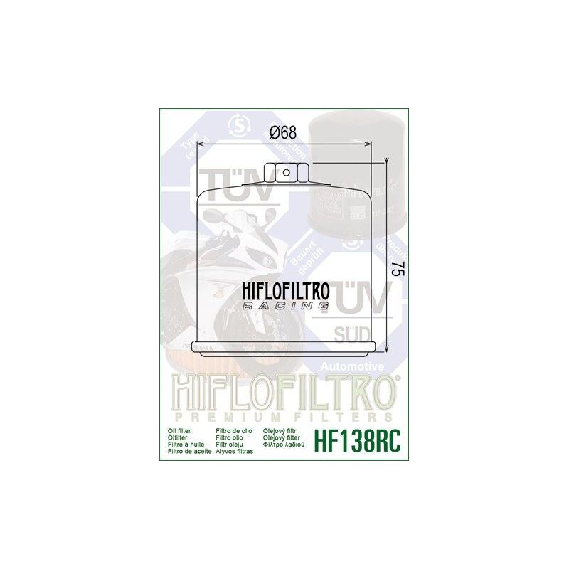 HF138RC Filtro olio HIFLO RACING SUZUKI GSX R 1000 2001-2018  HIFLO
