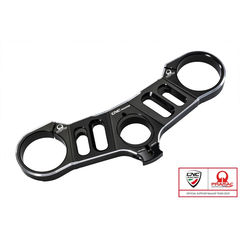 PST07BPR Piastre di sterzo - Superiore con Offset variabile Pramac Racing Nero/Argento  CNC RACING