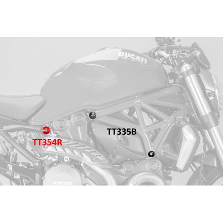 TT354R Tappi telaietto posteriore Monster 821 1200 DUCATI Rosso  CNC RACING