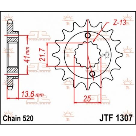 Pignone in acciaio JT fuoristrada HONDA XR 650 R 2000-2007