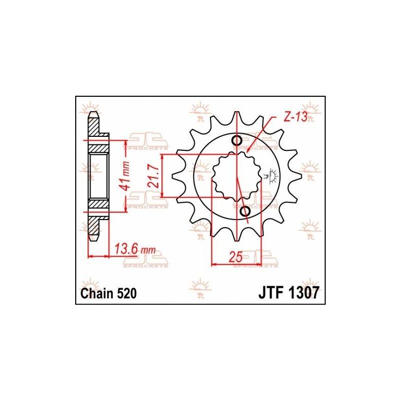 Pignone in acciaio JT fuoristrada KAWASAKI ZX 6 R 1998-2002