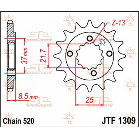 Pignone in acciaio JT fuoristrada HONDA XR 600 R 1991-2000