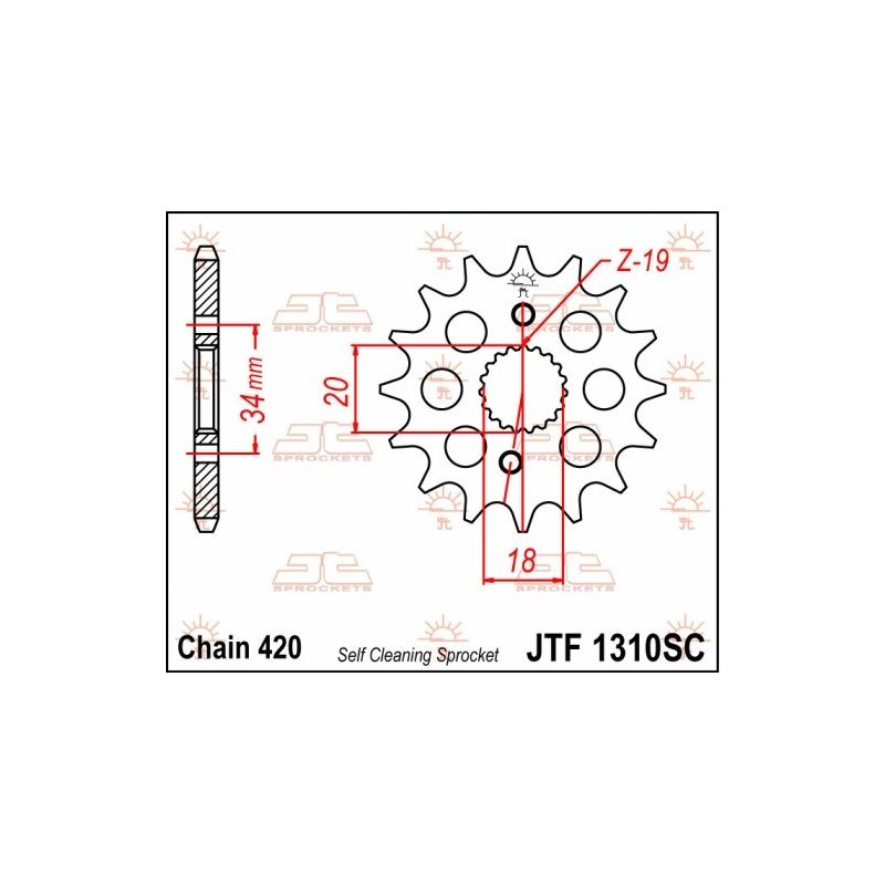 Pignone in acciaio JT fuoristrada HONDA CRF 150 R 2007-2020