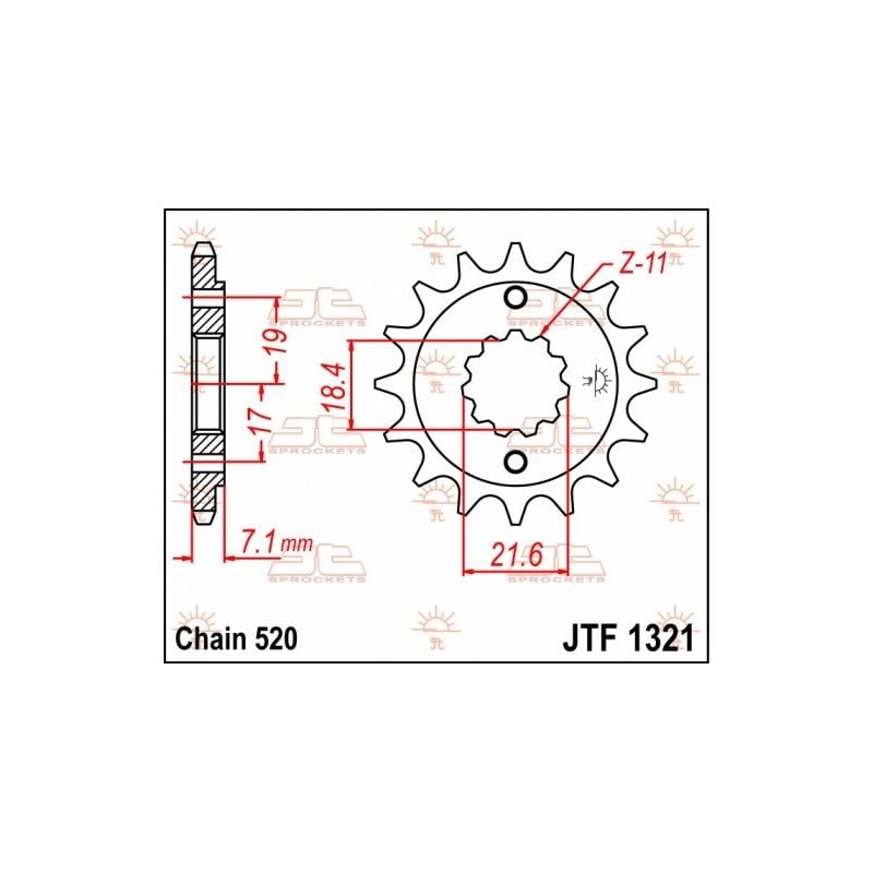 Pignone in acciaio JT fuoristrada HONDA XR 250 R 1996-2004
