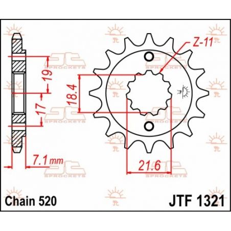 Pignone in acciaio JT fuoristrada HONDA XR 250 R 1996-2004