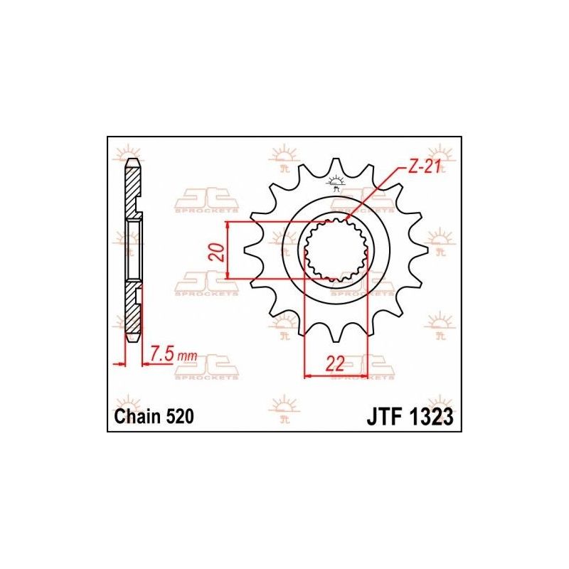 Pignone in acciaio JT fuoristrada HONDA CRF 250 X 2004-2018
