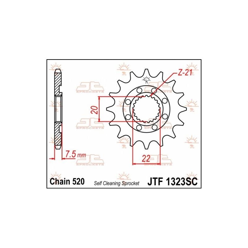 Pignone in acciaio JT fuoristrada HONDA CRF 250 R 2004-2017