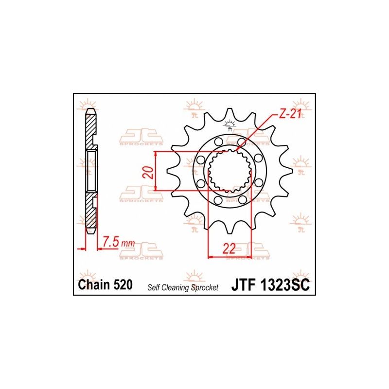Pignone in acciaio JT fuoristrada HONDA CRF 250 R 2004-2017