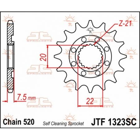 Pignone in acciaio JT fuoristrada HONDA CRF 250 R 2004-2017