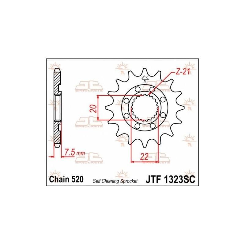 Pignone in acciaio JT fuoristrada HONDA CRF 250 X 2004-2018