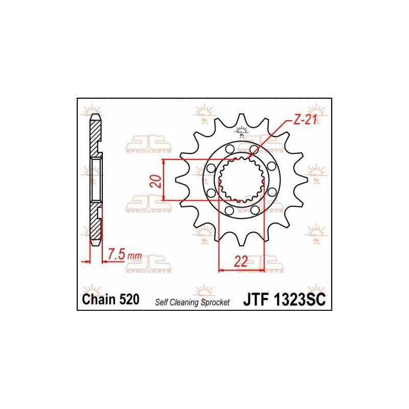 Pignone in acciaio JT fuoristrada HONDA CRF 250 X 2004-2018