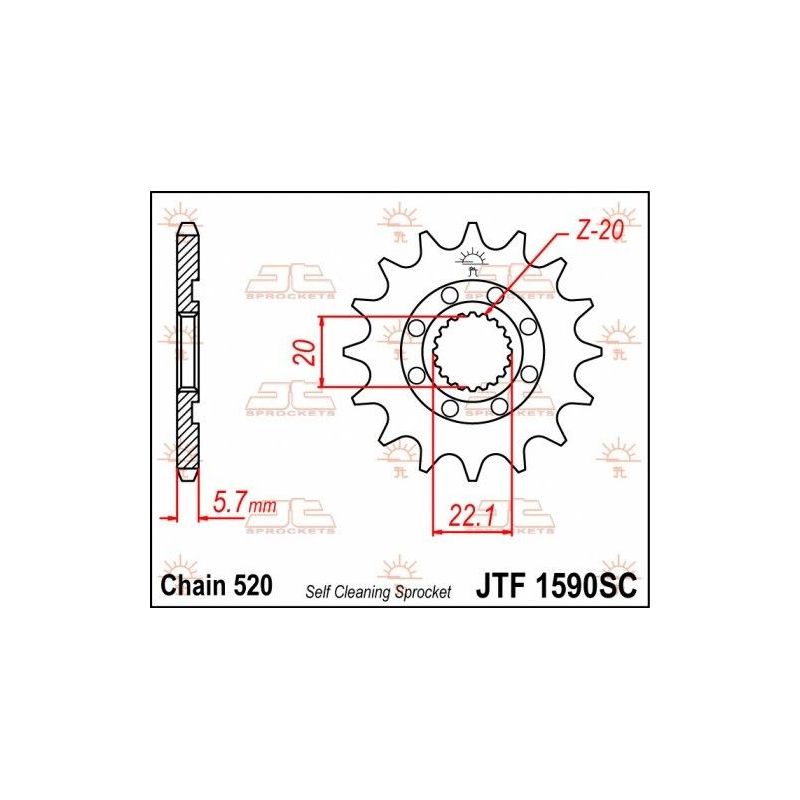 Pignone in acciaio JT fuoristrada YAMAHA YZ 250 F 2001-2020