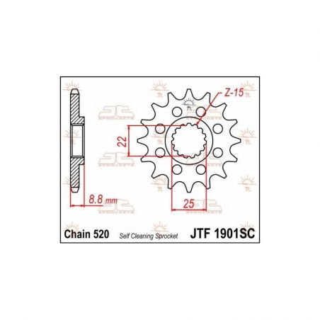 Pignone in acciaio JT fuoristrada BETA Xtrainer 250 2018-2020