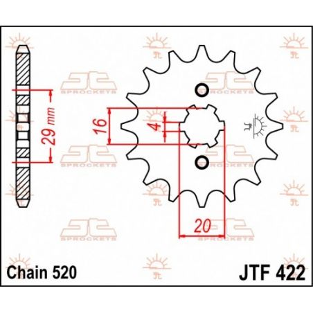 Pignone in acciaio JT fuoristrada KAWASAKI KX 125 1980-1993