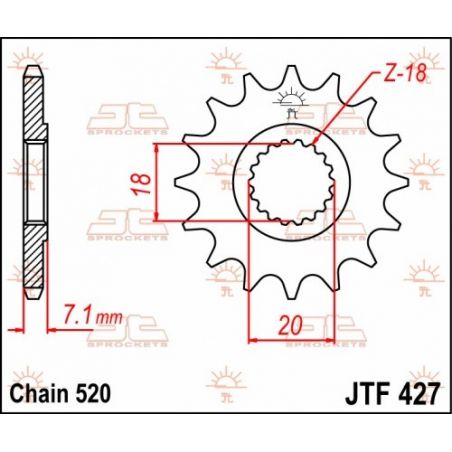 Pignone in acciaio JT fuoristrada SUZUKI RMZ 250 2007-2012