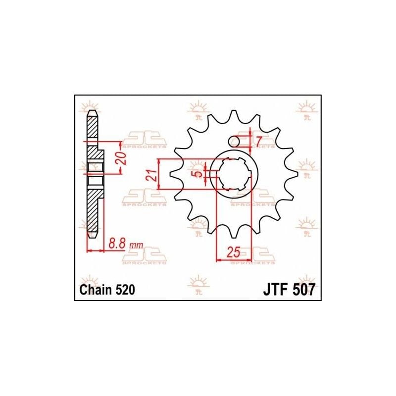 Pignone in acciaio JT fuoristrada KAWASAKI KX 500 1983-1986