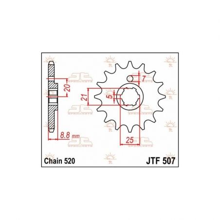 Pignone in acciaio JT fuoristrada KAWASAKI KX 250 1979-1986