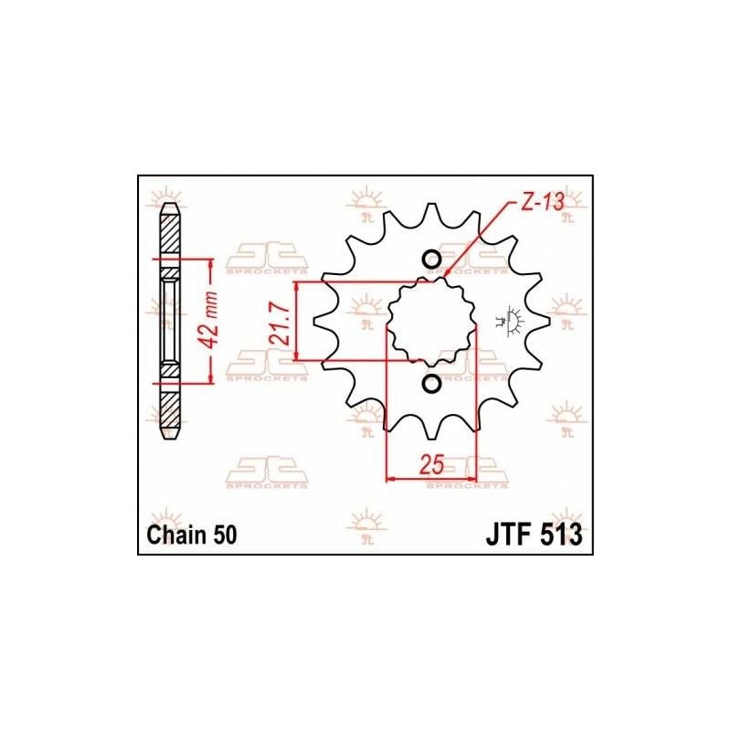Pignone in acciaio JT strada YAMAHA YZF 600 R 1996-2007