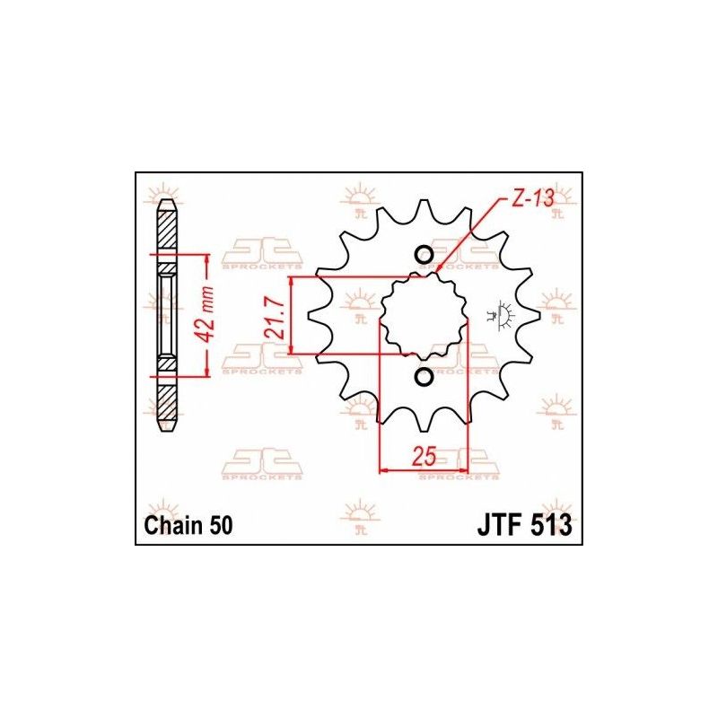 Pignone in acciaio JT strada YAMAHA YZF 600 R 1996-2007