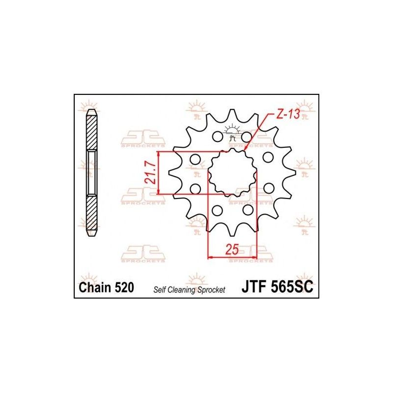 Pignone in acciaio JT fuoristrada YAMAHA YZ 250 1999-2020