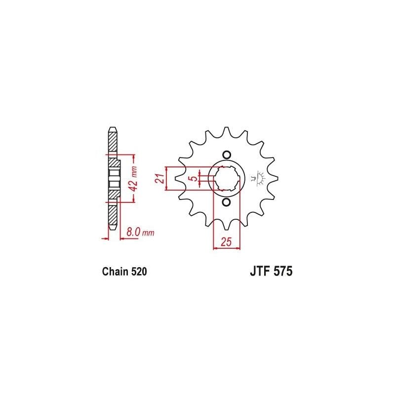 Pignone in acciaio JT strada YAMAHA TT 350 1986-1992