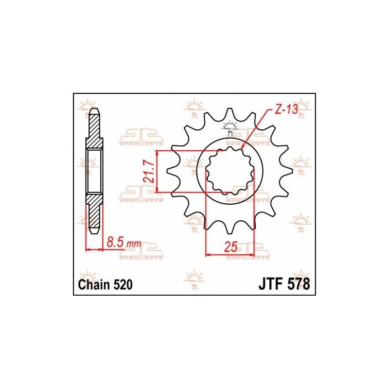 Pignone in acciaio JT strada YAMAHA XTZ 750 Tenere 1990-1998