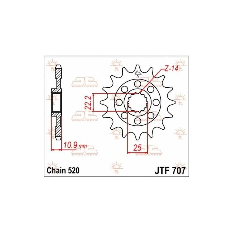 Pignone in acciaio JT fuoristrada APRILIA SXV 450 2006-2014