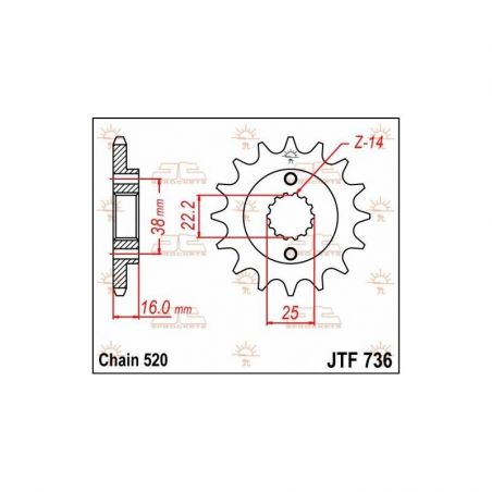 Pignone in acciaio JT strada DUCATI 750 Monster 2002-2002