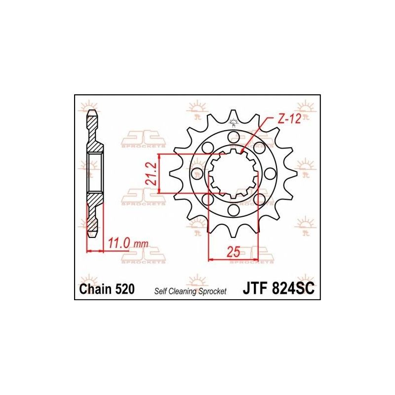 Pignone in acciaio JT fuoristrada HUSQVARNA 250 TC 2002-2009