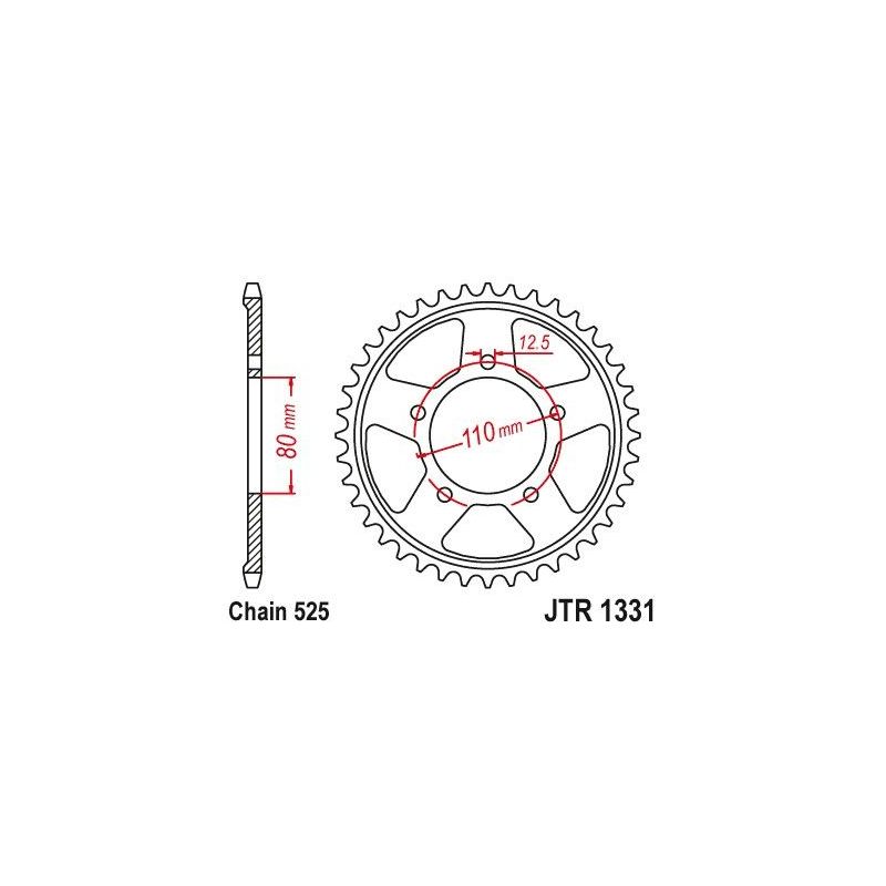 Corona in acciaio JT strada HONDA CRF 1000 L Africa Twin 2016-2019