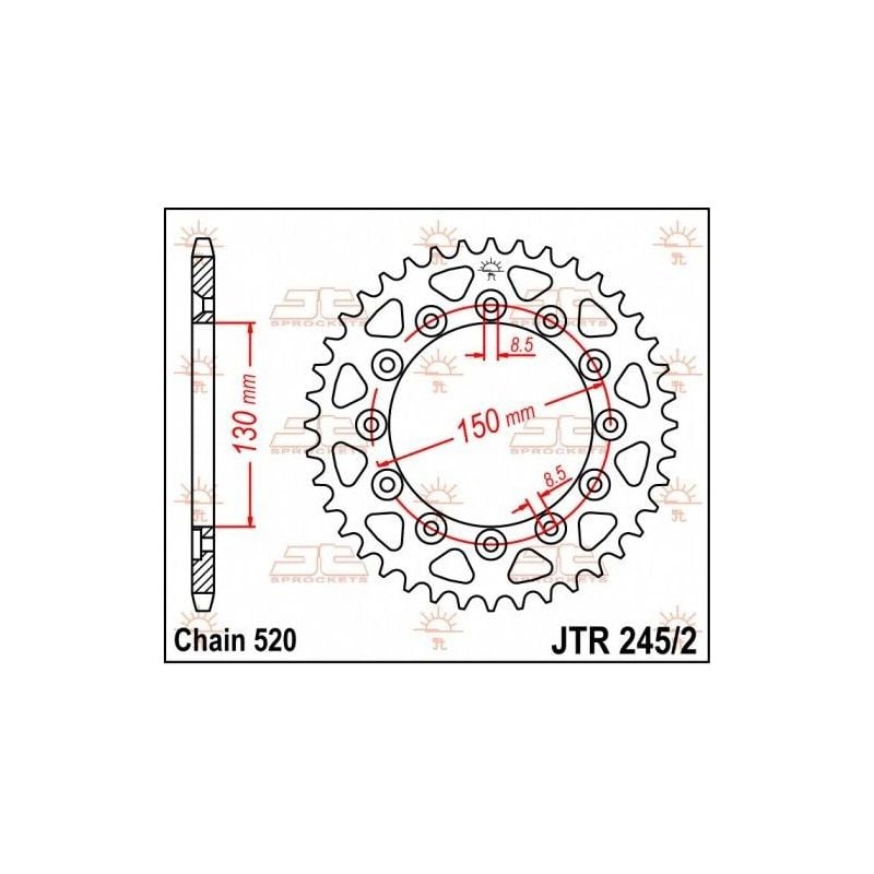 Corona in acciaio JT fuoristrada YAMAHA YZ 250 1999-2020