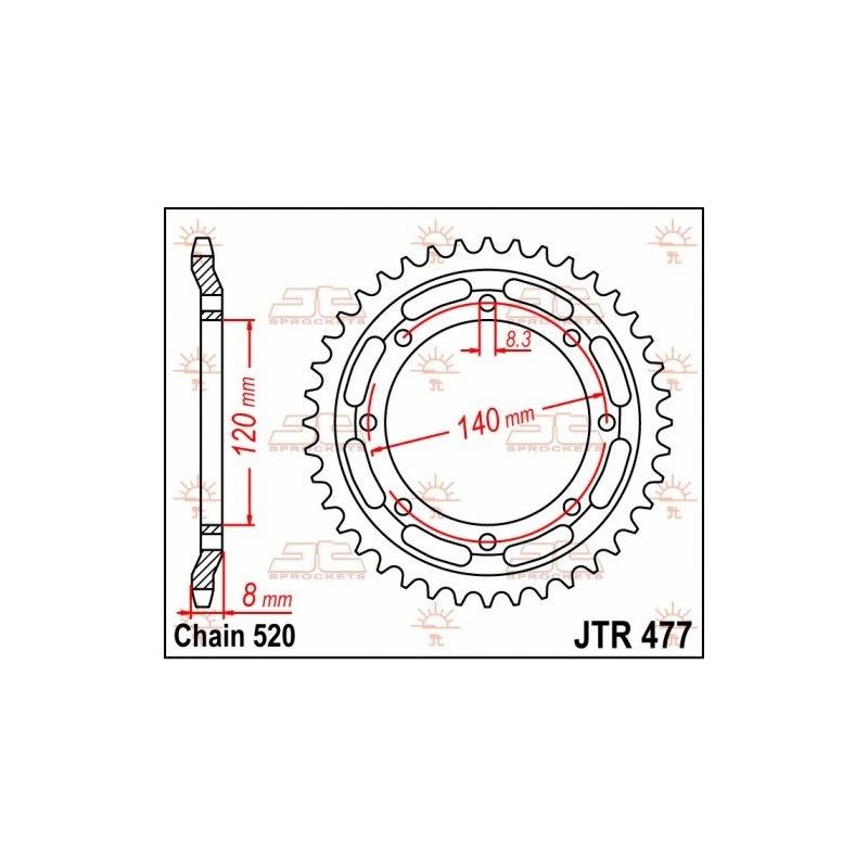 Corona in acciaio JT strada KAWASAKI KLR 600 1984-1990