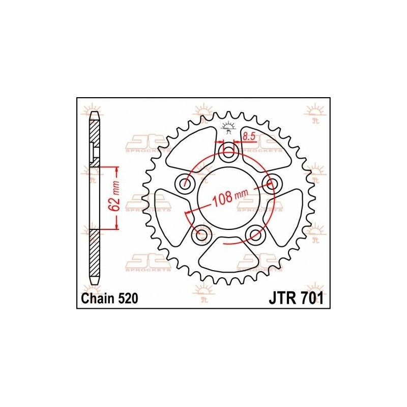 Corona in acciaio JT strada APRILIA Tuono 125 2003-2007