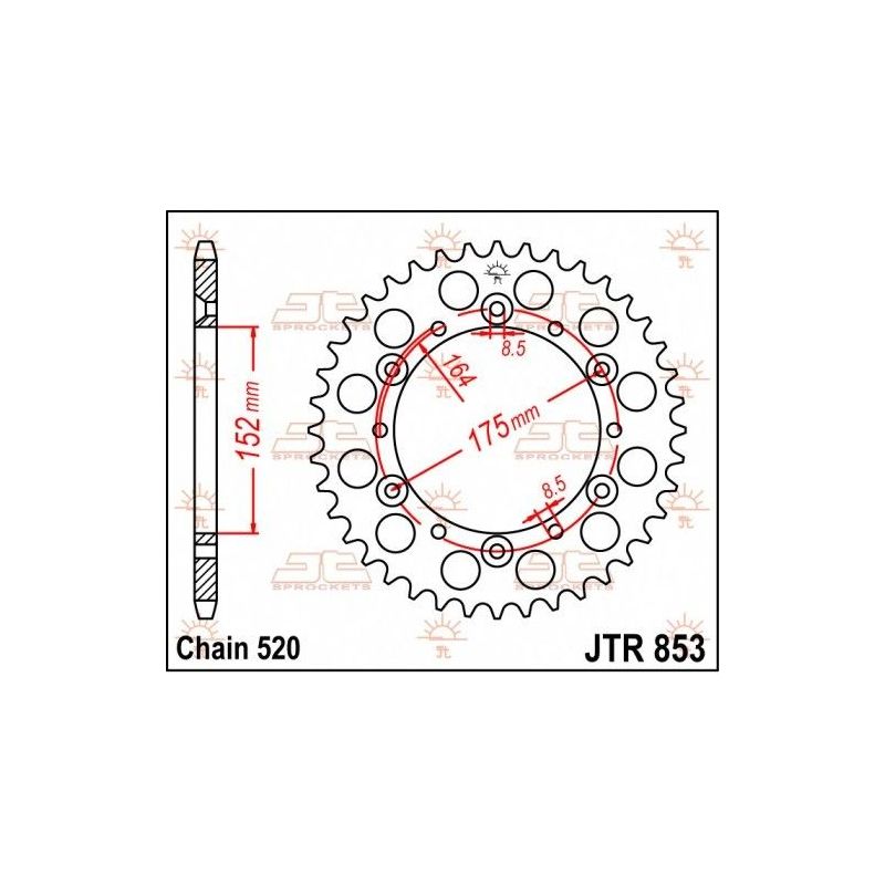 Corona in acciaio JT fuoristrada YAMAHA YZ 125 1980-1998