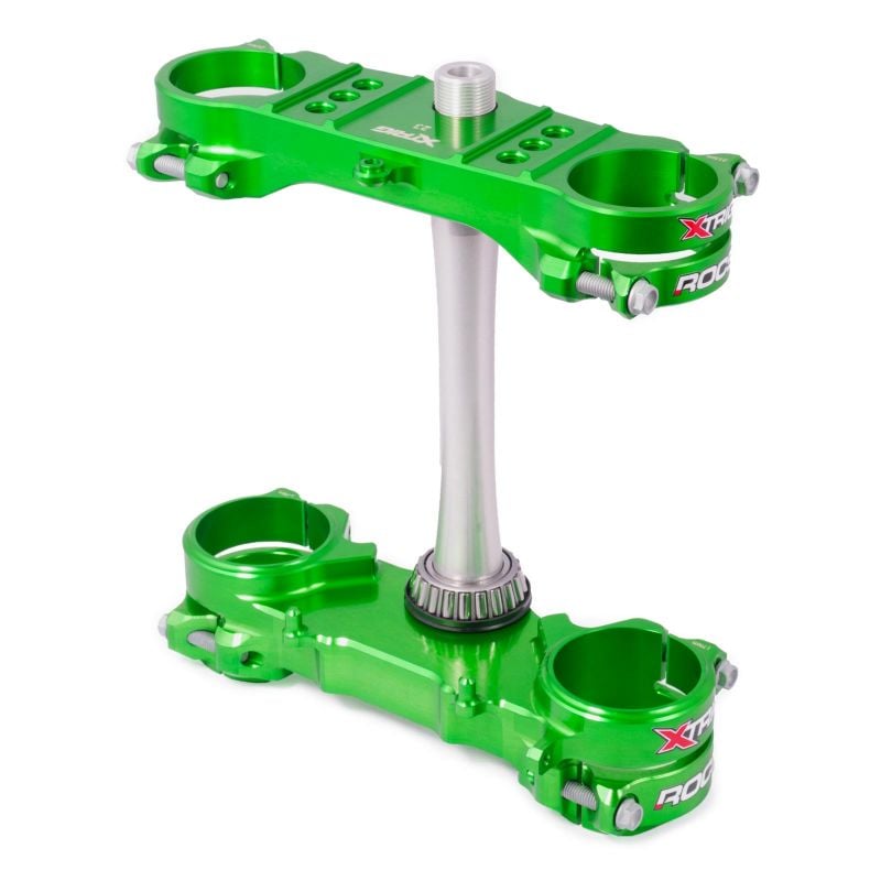 40301005 Piastre Sterzo XTRIG ROCS-TECH OFF-SET FISSO 23mm KAWASAKI KX250F KX450F VERDE 