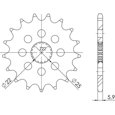 PIGNONE S+2 AC P520-D17 SGR - SPROCKETS  APRILIA RS, RS Extrema, RS Replica, RS Pista 2T (25PS) 125 92/05