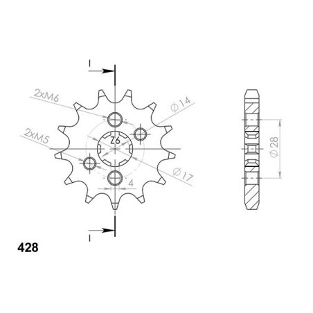 PIGNONE S AC P428-D13 SGR - SPROCKETS  APRILIA RS4 ABS / RS4 Replica ABS 4T E4/E5 (KC000/XA00AA) 125 17/21