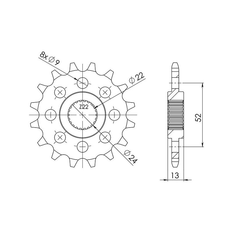 546150016 PIGNONE S+2 AC P520-D16 SGR - SPROCKETS APRILIA Pegaso / Cube / IE 650 92/97  SGR -