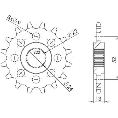 546150016 PIGNONE S+2 AC P520-D16 SGR - SPROCKETS APRILIA Pegaso / Cube / IE 650 92/97  SGR -